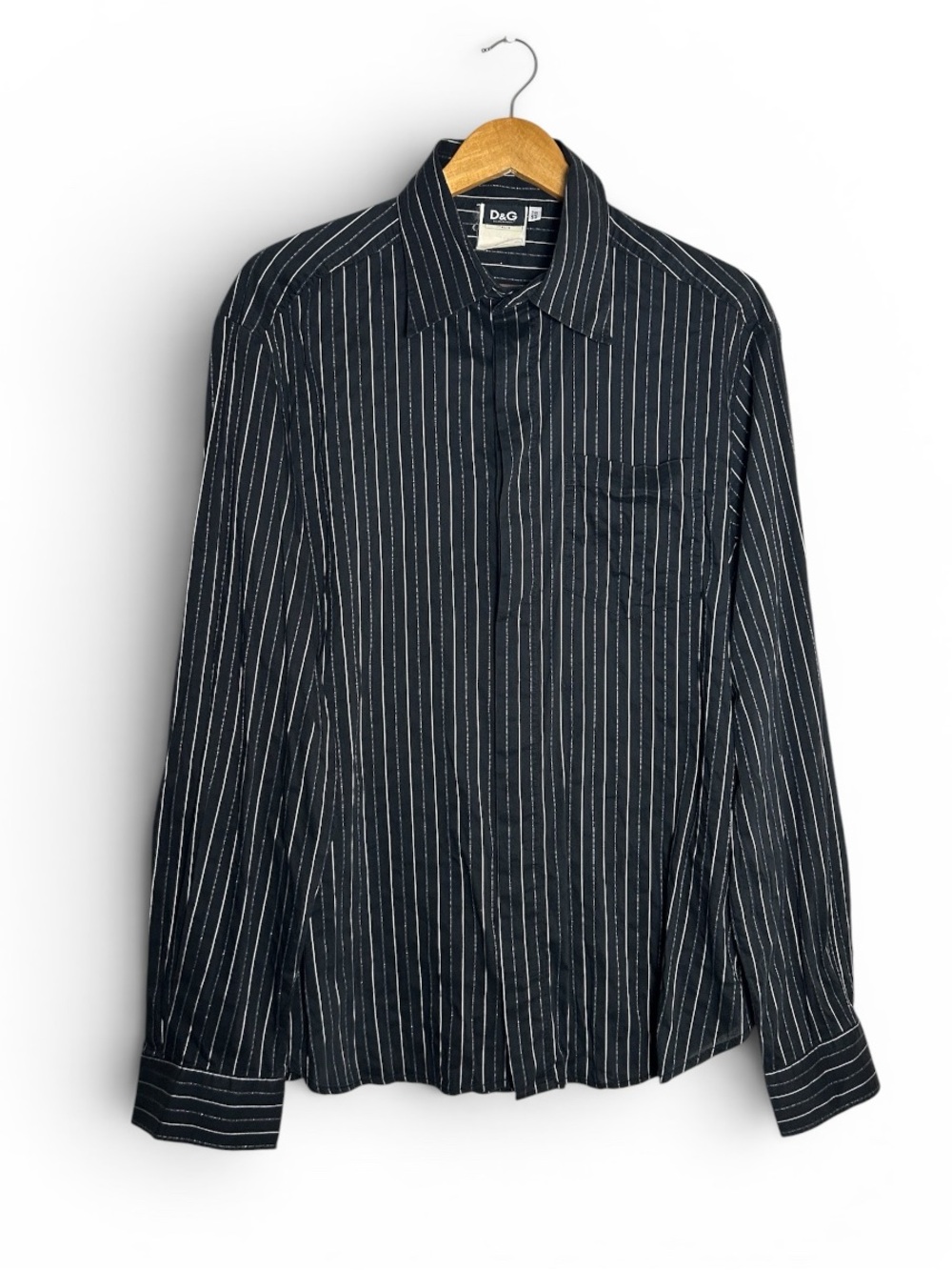 Dolce & Gabbana Black / Multi Metallic Vertical Stripe Pattern Shirt Size 38/52